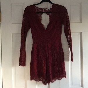 Lovers and Friends Red Lace Romper XS